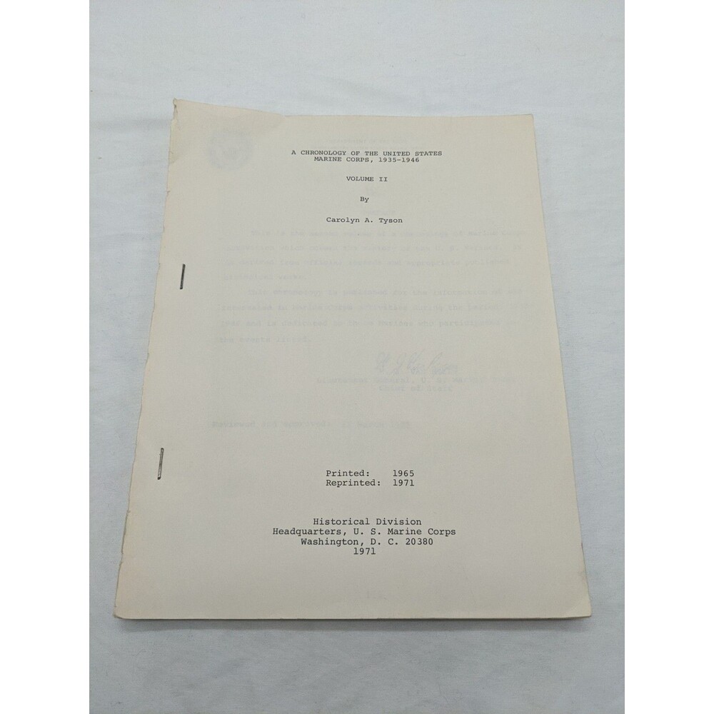 A Chronology Of The United States Marine Corps 1935-1946 Volume II